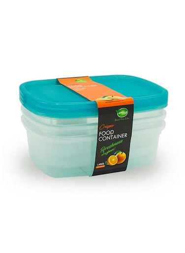 3-Piece Crisper Food Container Set Large Turqoise 22 x 12 x 16.5cm