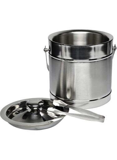 Chef Inox Stainless Steel Double Wall Elegent Design Ice Bucket With Tong - 1.5 Litre, Silver