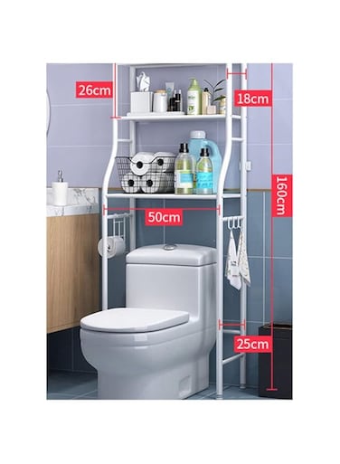Dubai Gallery 3 Shelf Towel Storage Rack Organizer Over The Toilet Bathroom Space Saver White 50 X 25 X 160Cm