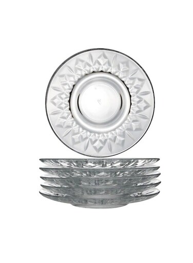 Odin 124 mm Glass Tea Saucer Set &acirc;&euro;&ldquo; 6 Pieces &acirc;&euro;&ldquo; Premium Clear Saucers for Tea Cups, Coffee &amp; Elegant Serving