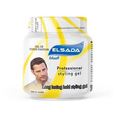 El Sada Long Lasting Hair Styling Gel - Premium Hold and Shine in a 1-Liter Yellow Bottle