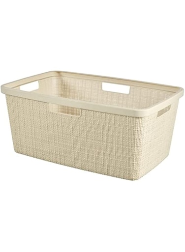 Curver,Jute,Wide Laundry Basket,46L,Off White Color
