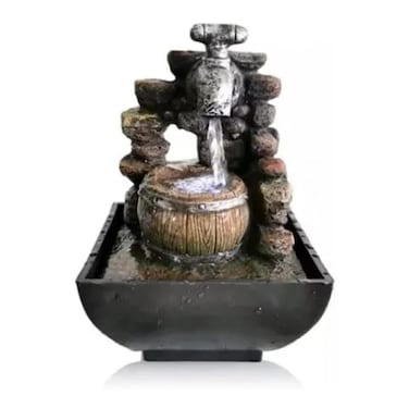 Modern Tabletop Water Fountain with LED Light, Quiet Pump, Decorative Indoor Zen Fountain