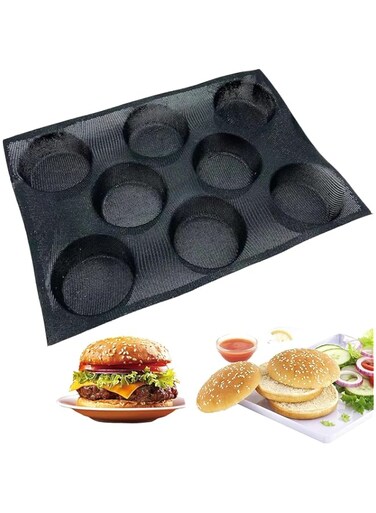 Azonee Hamburger Bun Pan Silicone Perforated Bread Pan Non Stick Bun Pan Silicone Baking Sheet Fit Half Pan Size Loaf pan for Bread Baguette Buns Puffs Tartlets Cavities
