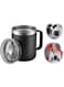 Khazna Stainless Steel Insulated Coffee Mug 12oz with Handle, Double Wall Vacuum Travel Mug, Cup with Sliding Lid, for Hot and Cold Drinks Tea (Black)