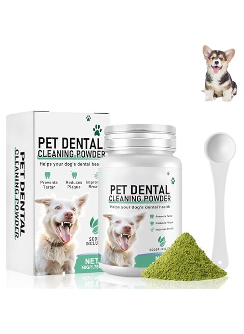 FDTY Plaque off Powder for Dogs, Dog Dental Powder, Dog Bad Breath Treatment, Tartar Remover for Dogs Teeth, Natural Dog Teeth Cleaning, Fresh Breath, for Dog Teeth &amp; Bad Breath（1pc 50g）
