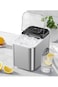 Ice Maker Machine 1.6L 12KG 24H Fast Making Two Cube Sizes Compact Countertop Design Silver Finish