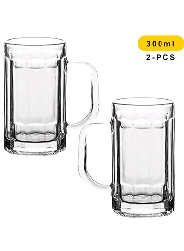 German Beer Mug Stein 300ml And Classic Handheld Tankard Glass 2pcs Set