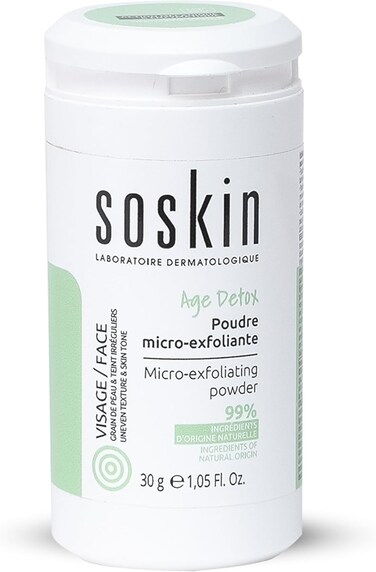 سو سكين مسحوق تقشير دقيق من ايج ديتوكس، بمكونات طبيعية بنسبة 99%، لازالة خلايا الجلد الميتة، يضيء توهج البشرة، يعيد حاجز الحماية الطبيعي، 30 غرام