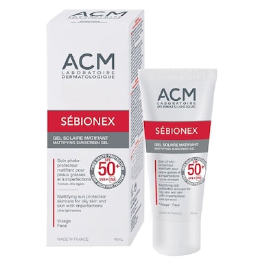 جل واقي الشمس غير اللامع Sebionex SPF50+ من ACM، 40 مل