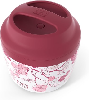 monbento - Bento Lunch Box MB Element graphic Magnolia - Insulated Lunch Box that Keeps Meals Hot/Cold - Ideal Lunch Box for Work/Outdoor - BPA Free and Durable - Pink Flowers