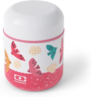 Monbento Kids' Insulated Food Jar, Pink Birds