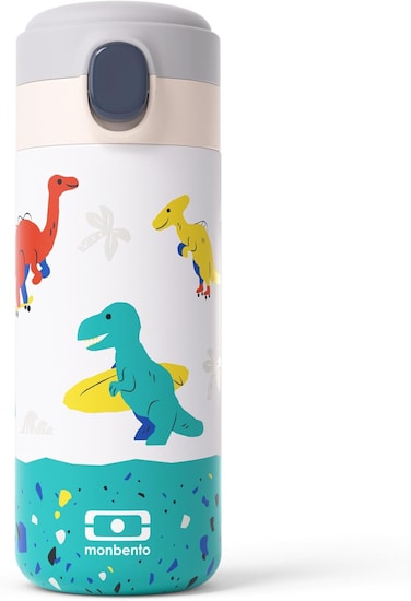 Monbento Pop Kids' Insulated Bottle, Blue Dino