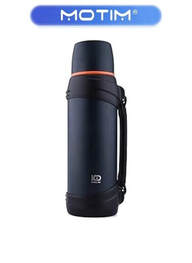 Large Flask 2.5L Stainless Steel Coffee Thermos for Travel with BPA Free Cup Oversized Vacuum Bottle Navy Blue