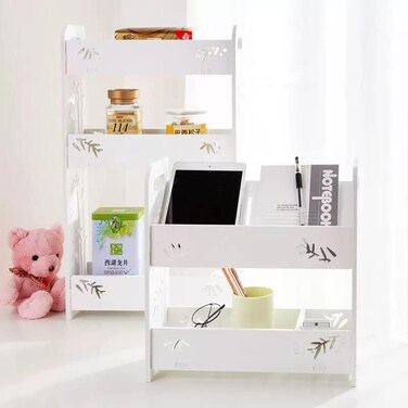 Free Standing Plastic Storage Shelves - 2 Layers for Kitchen, Bathroom, and Office Use