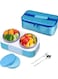 Stainless Steel Lunch Box for Kids Adults,Insulated Bento Lunch Box with Tableware &amp; Bag,800ML 2 Compartment Divided Lunch Containers with Lids,Leakproof   BPA Free   Dishwasher Safe（800ML,Blue）