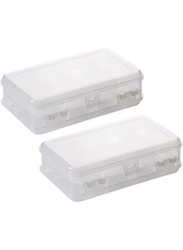 2Pcs Clear Double Layer Plastic Jewelry Box Organizer Storage Container for Earrings, Necklaces, Rings, Bead, Fishing Tackle, Jewelry, Pins, Hair Clips, Screws, Small Items Craft Box Case (10 Grid)
