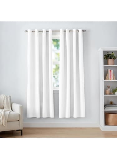 Amazon Basics Room Darkening Blackout Window Curtains with Grommets - 52 x 84-Inch, White, 2 Panels
