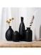 Joynisy Black Ceramic Vase Set of 4, Classic Matte Vases Home Decorations for Table Shelf Office Decor, Housewarming Gifts(Black)