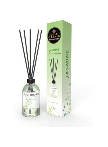 Gulf Orchid Jasmine Reed Diffuser Aromatherapy Air Freshener Fragrance - Perfect for Home, Livingroom, Bedroom, Toilet, Closet &amp; Office - 110 ml