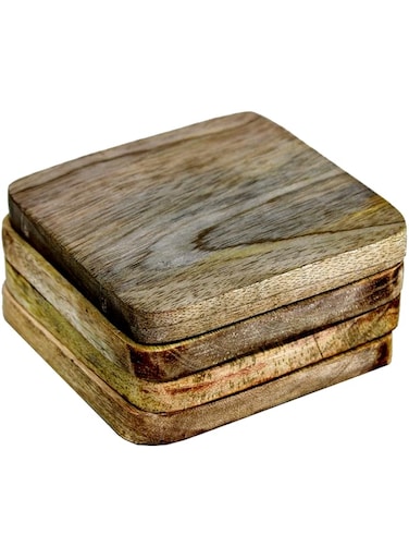StonKraft Square Wooden Coasters for Tea &amp; Coffee &ndash; Handmade Set of 4   Handicraft Tabletop Decorative Coasters for Office, Home, Bar