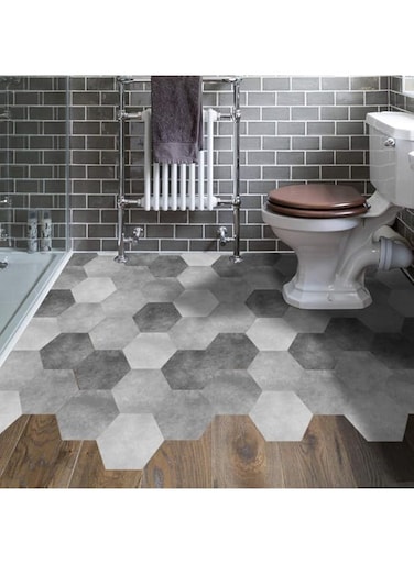 Beauenty Waterproof DIY Vinyl Peel and Stick Hexagon Floor Stickers, 10 Pieces