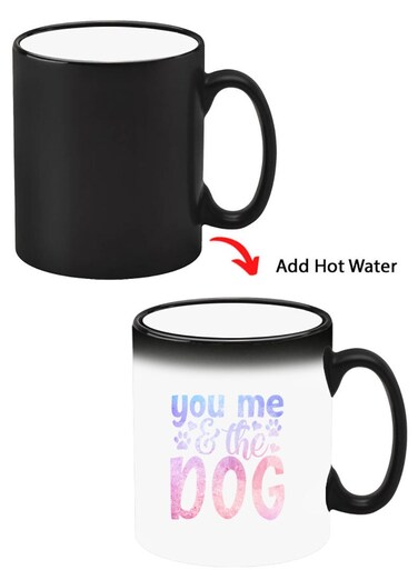 Color Changing Heat Sensitive Ceramic Mug, Image Revealed When HOT Liquid is Added! You me and the dog