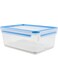 Emsa 512888 Clip &amp; Close box with drip grid, 26.3 x 19.5 x 11 cm, 3.7 l, transparent/blue
