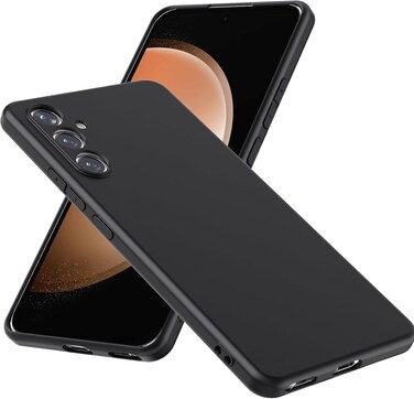 Case for Samsung Galaxy S24 FE 5G, Camera Protection Ultra Slim Soft TPU Silicone Matte Shockproof Bumper Full-Body Protective Cover for Samsung Galaxy S24 FE 2024 (Black)