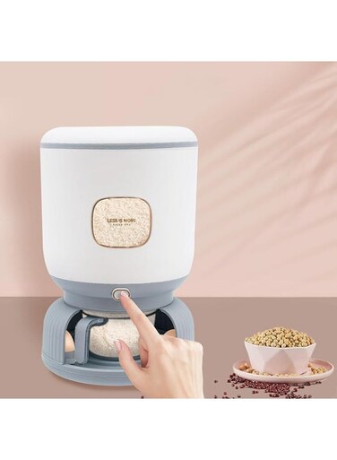 Dispenser 10kg Capacity &acirc;&euro;&ldquo; Measuring Cup Cylinder Dispenser, Moisture &amp; Mould Resistant Grain Storage Box for Kitchen