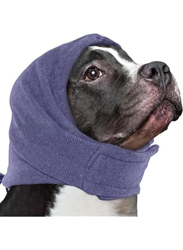 Soft Dog Calming Hoodie Anxiety Relief Dog Ear Muffs Noise Protection Dog Ear Dog Ear Cover for Bath Blow Drying Dog Head Cover Noise Cancelling Sleep Headband (Purple, Large)