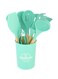 12 Piece Barreled Cooking Utensils Set With Wooden Handle Green/Brown