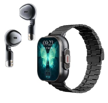 Smartbarry A70 Smart Watch with Built-in Wireless Earbuds 2-in-1 Fitness Tracker Bluetooth Calling and Health Monitor Black