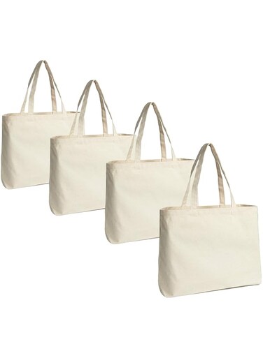 JILLMO Canvas shopping bag 4 pack White