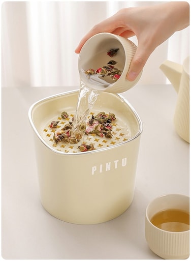 Desktop trash can, office trash can, mini waste paper basket, tea drain bucket white