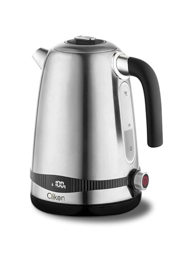 Clikon 1.7 Litre Premium High Grade Stainless Steel Cordless Electric Kettle with Boil Dry Protection, Power Indicator, Power Cord Storage, 2200 Watts, 2 Years Warranty, Silver