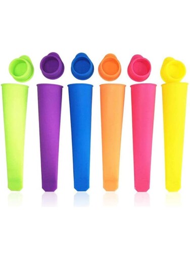 DELFINO Ice Pop Molds Set, 6 Pcs Multi Colors Food Grade Silicone Popsicle Molds with Lids DIY BPA Free Freezer Ice Cream Moulds for Women Men Kids Ice Lolly Food Maker