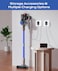 Cordless Vacuum Cleaner, 50 Mins/40 KPA, Battery Vacuum Cleaner with Geen LED, Wireless Cleaner with Upgraded Floor Brush, Vacuum Cleaner Battery for Pet Hair, Blue