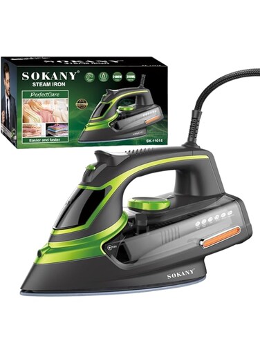 Dzannc SK-11015 2400W Steam Iron Temperature Steam Output Control, Ceramic Coated Soleplate, 380ml Tank,Featuring Dry, Steam, Spray, Anti-Calc, Self-Cleaning Functions, for Remove Stubborn Creases