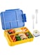 Aowin Bento Lunch Box for Kids,Leak-proof Lunch Containers with Sauce Box &amp; Fork &amp; Tablespoon,Portable LunchBox with 6 Compartment,Reusable Lunch Snack Container for School,Nursery,Trips (Blue)
