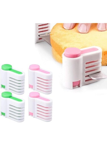 ELECDON Cake Slicer, 4 Pcs Adjustable 5 Cake Layers Leveller Cutter Stratification Auxiliary for Bread Toast Cake Kitchen Fixator Tool， for DIY Cake Slicer, Stratification Auxiliary, Bread Slice