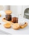 3-Pack Glass Storage Jars Set with Bamboo Airtight Lids &amp; Tray, Glass Coffee Canisters Storage Set for Home Office, Kitchen Countertop - Pantry Organization Set for Coffee, Tea, Sugar, Flour, Spices, Dry Food, Visible Glass Storage Containers Set