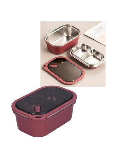 Seacanl Kids Lunch Box, Leak‑Proof Boxes 1.2L Lunch Box Multipurpose Lunch Box for Office for Home for School for Camping for Travel(1.2L-double layer-red)