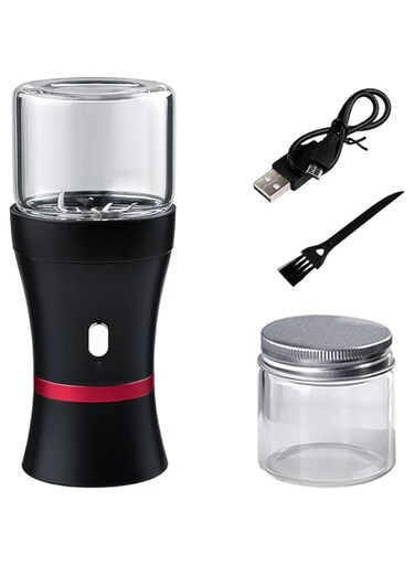 NALACAL Electric Herb Grinder, Compact for Flower Buds, USB-Rechargeable, Fast Grinding for Flower Buds Dry Spices Herbs, Easy On/Off, 2pcs 1.7oz Glass Herb Chamber, Ideal for Everyday Carry