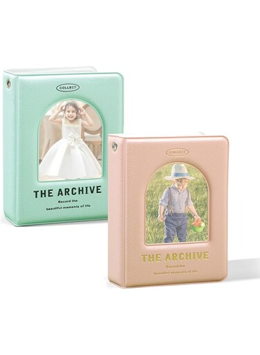 Photocard Binder, 3 Inch Mini Photo Album with 40 Pockets, Cute Kpop Mini Photo Album, Photocard Holder Hollow Photo Cards Binder Small Storage Albums for Photos Pictures Collection (Pink, Green)