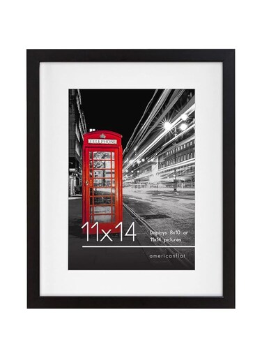 Americanflat 11x14 Black Picture Frame with Shatter-Resistant Glass - Displays 8x10 Photos with Mat or 11x14 without Mat