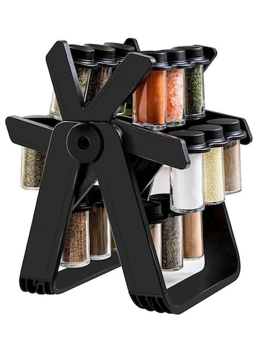 360&Acirc;&deg; Rotating Spice Rack, Revolving Ferris Wheel Shape Organizer, 18 Transparent Spice Jars Containers Set, Spinning Rotatable Seasoning Pots Storage Stand for Kitchen Countertop