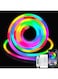 YUHUF-USB RGB-IC Neon Strip Lights 3m/10ft,Waterproof LED Rope Light Control with App/Remote,Music Sync Flexible DIY Multiple Modes,Outdoor Neon Strip Lights for Bedroom Gaming TV Decor