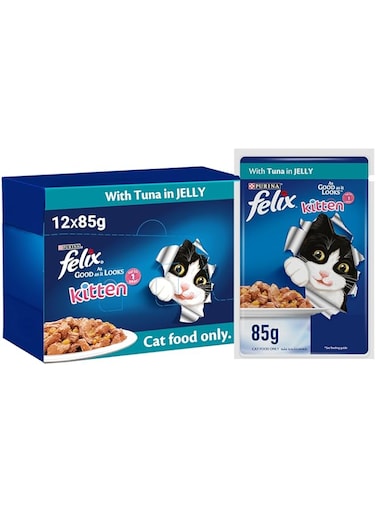 Felix Purina As Good As it Looks Kitten With Tuna In Jelly 85g, Pack of 12