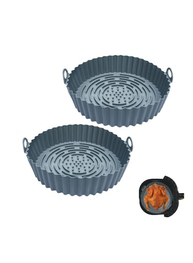 Silicone Air Fryer Liners, 2Pcs 7.9" Air Fryer Accessories, Silicone Round Reusable Pot Airfryer Liners, Replacement Disposable Paper Liner, for Rack Baking Roasting Oven Microwave